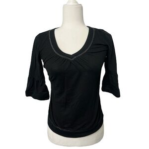 DKNY Black 3/4 Sleeve Petites Fitted Blouse